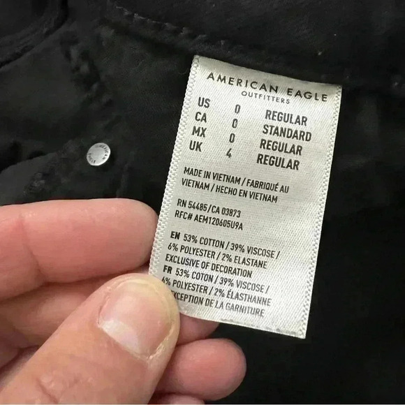 American Eagle Outfitters Button Super Hi Rise Jeggings Black Women’s Size 0 Reg - Picture 11 of 14